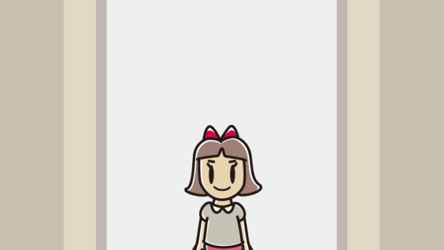 エレベーターに乗る小学生女子のイラスト【色、背景あり】PNG