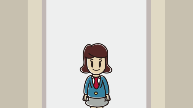 エレベーターに乗る女子高校生のイラスト【色、背景あり】PNG