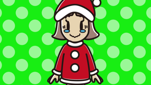 ジーンとするサンタ姿の小学生女子のイラスト【色、背景あり】PNG