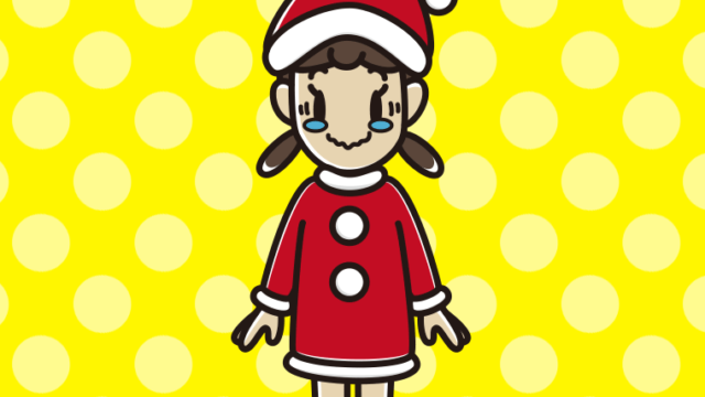 ジーンとするサンタ姿の女子中学生のイラスト【色、背景あり】PNG