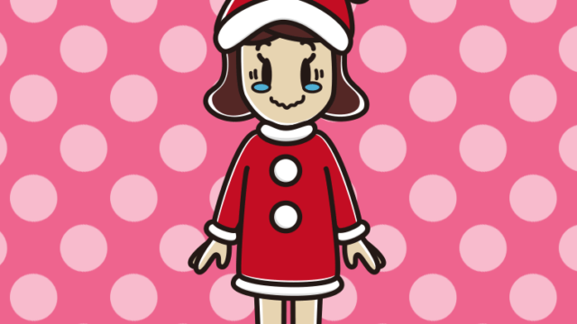 ジーンとするサンタ姿の女子高校生のイラスト【色、背景あり】PNG