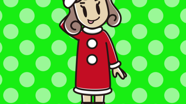 テヘヘなサンタ姿の女子大学生のイラスト【色、背景あり】PNG