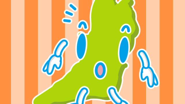 何かに気付く大阪ちゃんのイラスト【色、背景あり】PNG