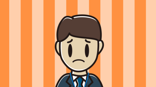 困る男性役所職員のイラスト【色、背景あり】PNG