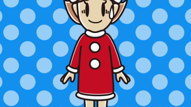 苦笑いするサンタ姿の女性のイラスト【色、背景あり】PNG