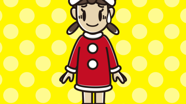 苦笑いするサンタ姿の女子中学生のイラスト【色、背景あり】PNG