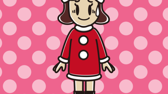 苦笑いするサンタ姿の女子高校生のイラスト【色、背景あり】PNG