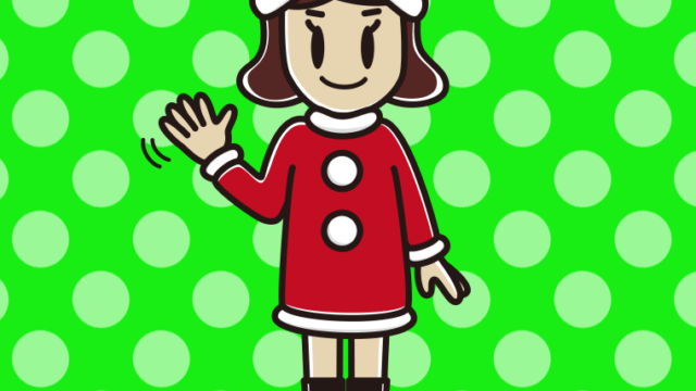 手を振るサンタ姿の女子高校生のイラスト【色、背景あり】PNG