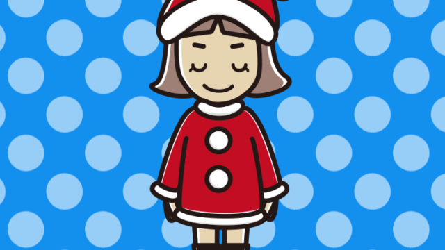 お辞儀するサンタ姿の小学生女子のイラスト【色、背景あり】PNG