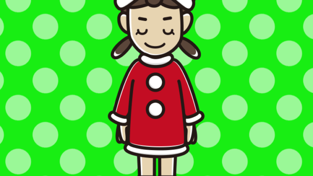 お辞儀するサンタ姿の女子中学生のイラスト【色、背景あり】PNG