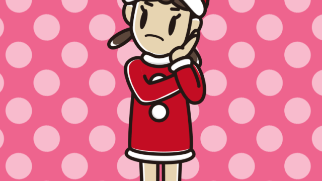 考えるサンタ姿の女子中学生のイラスト【色、背景あり】PNG