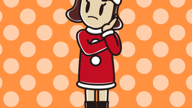 考えるサンタ姿の女子高校生のイラスト【色、背景あり】PNG