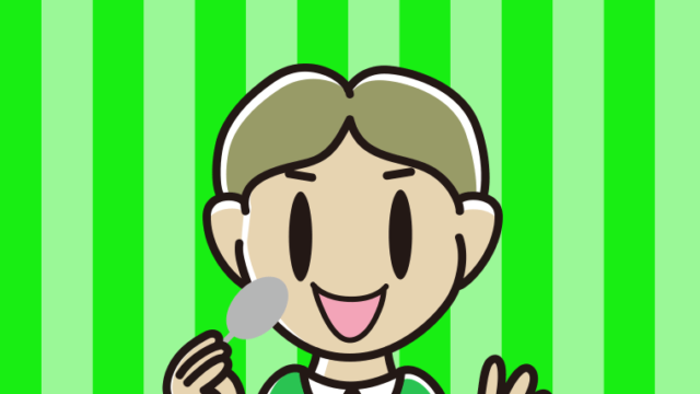 カツカレーを食べる小学生男子のイラスト【色、背景あり】PNG