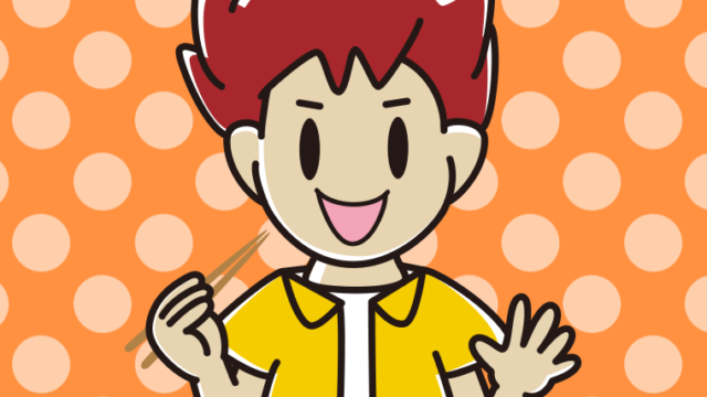 味噌汁を飲む男子大学生のイラスト【色、背景あり】PNG