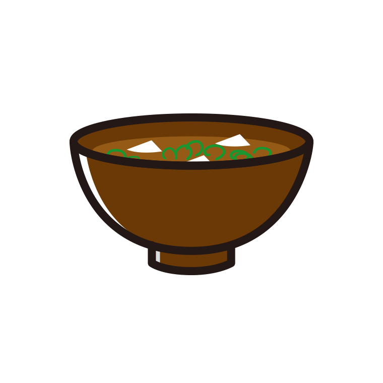 味噌汁のイラスト【色あり、背景なし】透過PNG