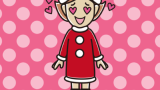 目がハートのサンタ姿の女性のイラスト【色、背景あり】PNG