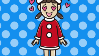 目がハートのサンタ姿の女子中学生のイラスト【色、背景あり】PNG