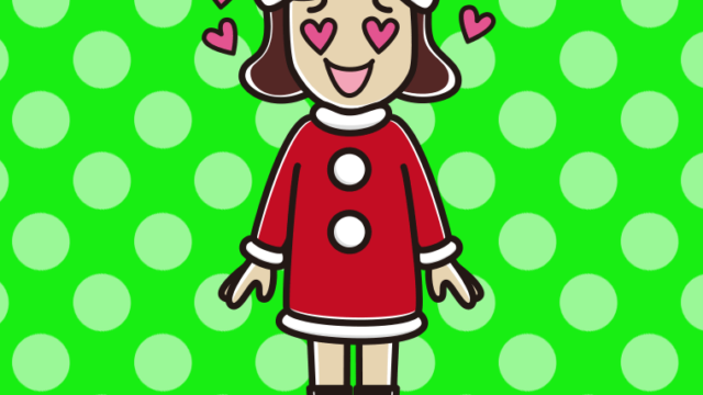 目がハートのサンタ姿の女子高校生のイラスト【色、背景あり】PNG