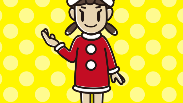 案内するサンタ姿の女子中学生のイラスト【色、背景あり】PNG