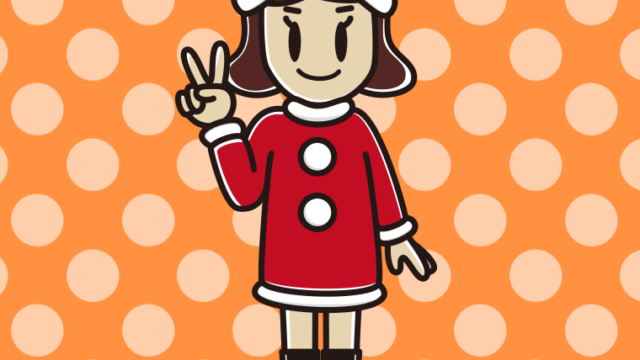 ピースをするサンタ姿の女子高校生のイラスト【色、背景あり】PNG