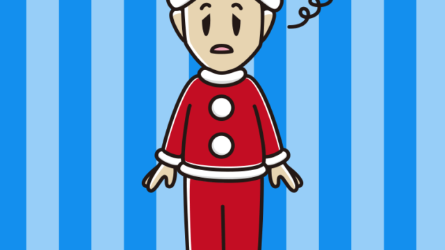 ぼーっとするサンタ姿の男性のイラスト【色、背景あり】PNG