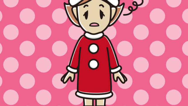 ぼーっとするサンタ姿の女性のイラスト【色、背景あり】PNG