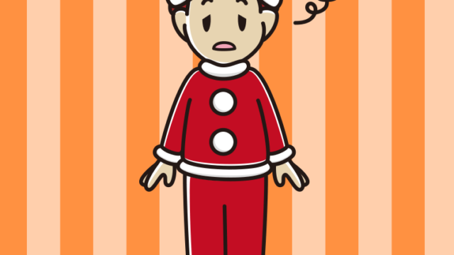 ぼーっとするサンタ姿の男子大学生のイラスト【色、背景あり】PNG