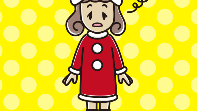 ぼーっとするサンタ姿の女子大学生のイラスト【色、背景あり】PNG