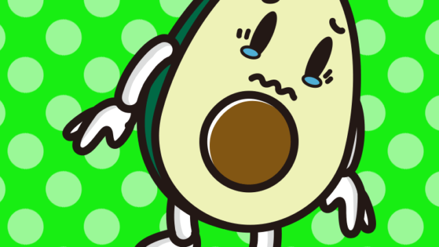 泣くアボカドちゃんのイラスト【色、背景あり】PNG