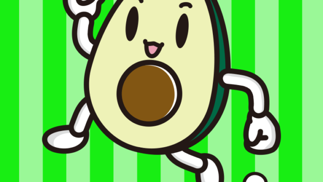 走るアボカドちゃんのイラスト【色、背景あり】PNG