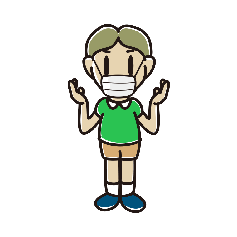 マスクをして話す小学生男子のイラスト【色あり、背景なし】透過PNG