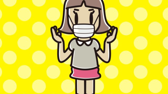 マスクをして話す小学生女子のイラスト【色、背景あり】PNG