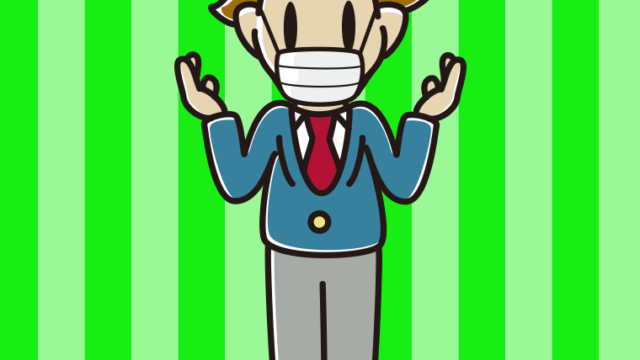 マスクをして話す男子高校生のイラスト【色、背景あり】PNG