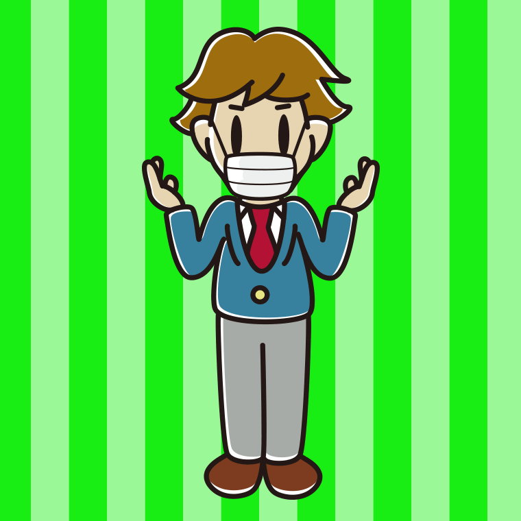 マスクをして話す男子高校生のイラスト【色、背景あり】PNG