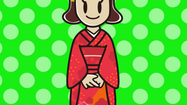 晴れ着姿の女子高校生のイラスト【色、背景あり】PNG