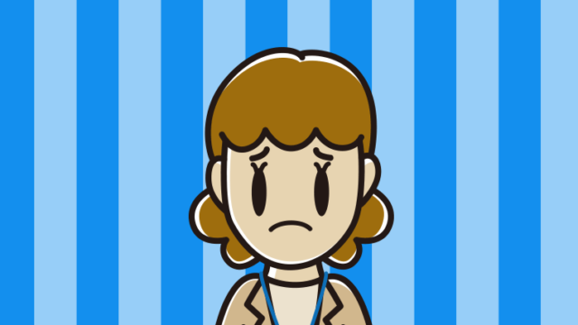 困る女性役所職員のイラスト【色、背景あり】PNG