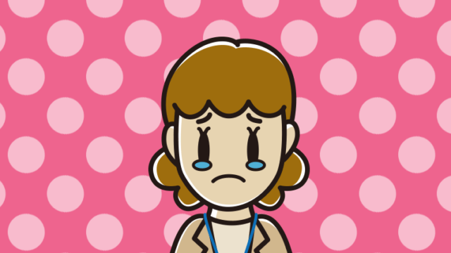 泣く女性役所職員のイラスト【色、背景あり】PNG