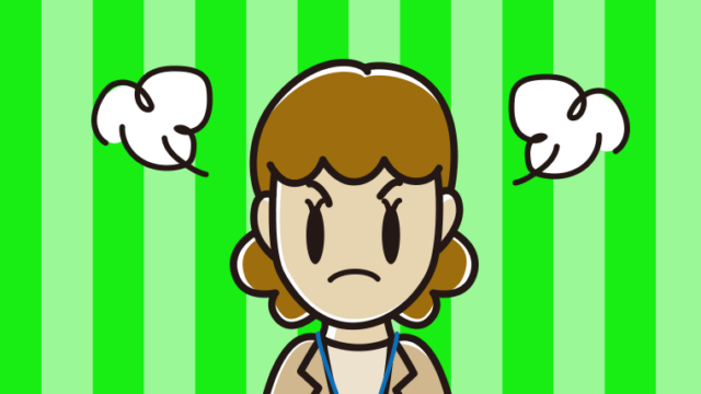 怒る女性役所職員のイラスト【色、背景あり】PNG