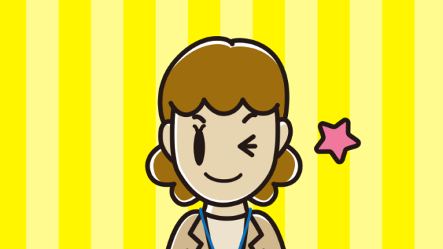 ウインクする女性役所職員のイラスト【色、背景あり】PNG