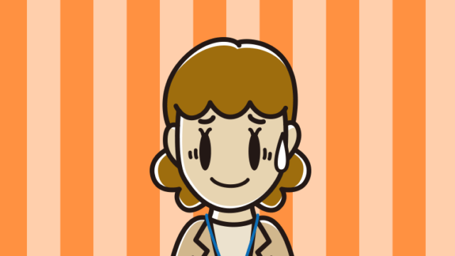 苦笑いする女性役所職員のイラスト【色、背景あり】PNG