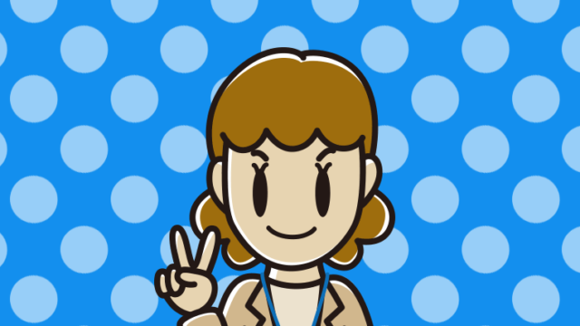 ピースをする女性役所職員のイラスト【色、背景あり】PNG