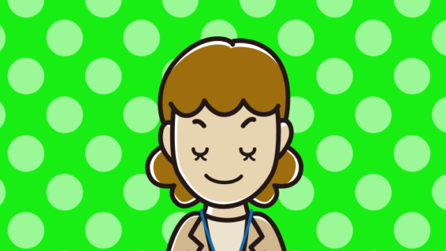 目を閉じる女性役所職員のイラスト【色、背景あり】PNG