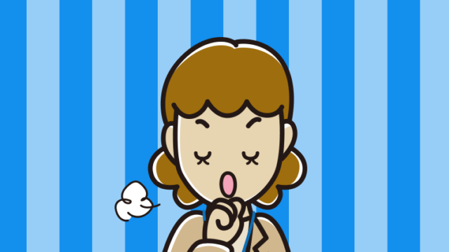 咳払いする女性役所職員のイラスト【色、背景あり】PNG