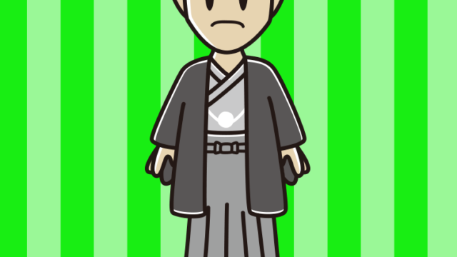 困る晴れ着姿の男性のイラスト【色、背景あり】PNG