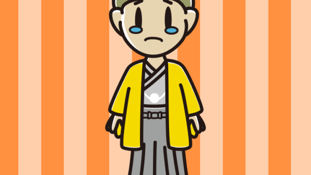 泣く晴れ着姿の小学生男子のイラスト【色、背景あり】PNG