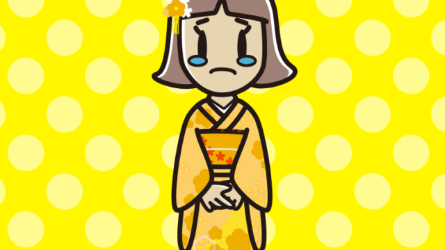 泣く晴れ着姿の小学生女子のイラスト【色、背景あり】PNG