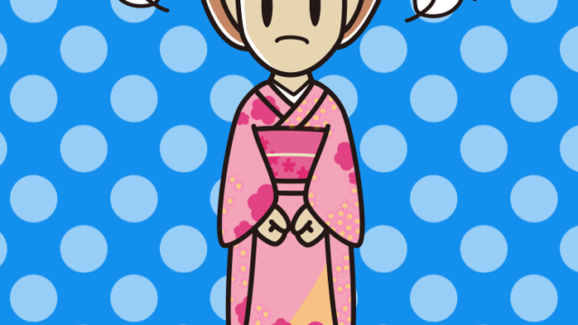 怒る晴れ着姿の女性のイラスト【色、背景あり】PNG