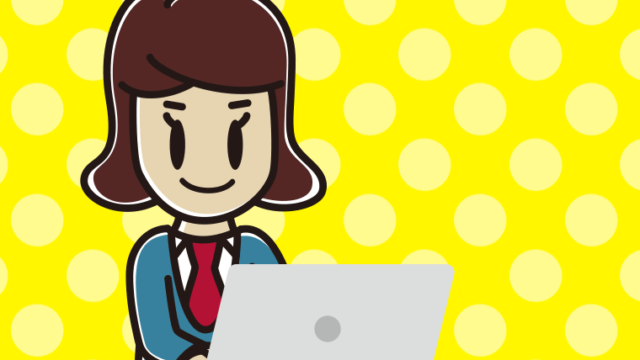 パソコンを使う女子高校生のイラスト【色、背景あり】PNG