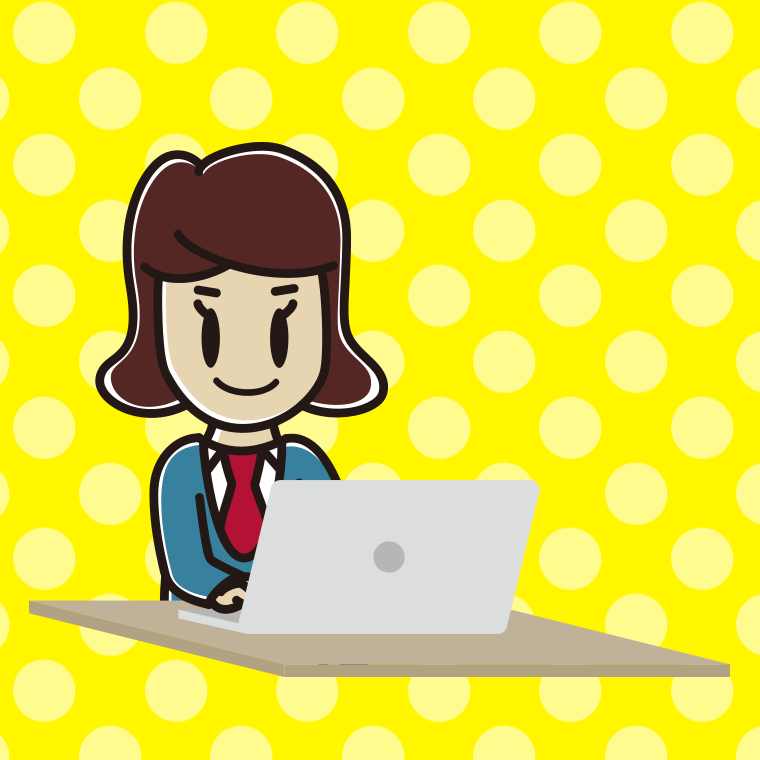 パソコンを使う女子高校生のイラスト【色、背景あり】PNG