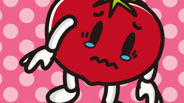 泣くトマトちゃんのイラスト【色、背景あり】PNG